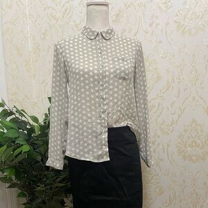 Loft GUC cute cream polka dot blouse in size SP